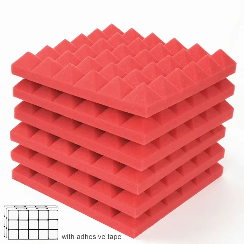 12/24Pcs 30X30X5Cm Studio Acoustic Foam Panels Sound Absorbing Treatment High Density Soundproof Wall Foam Sponge Pad with Tapes