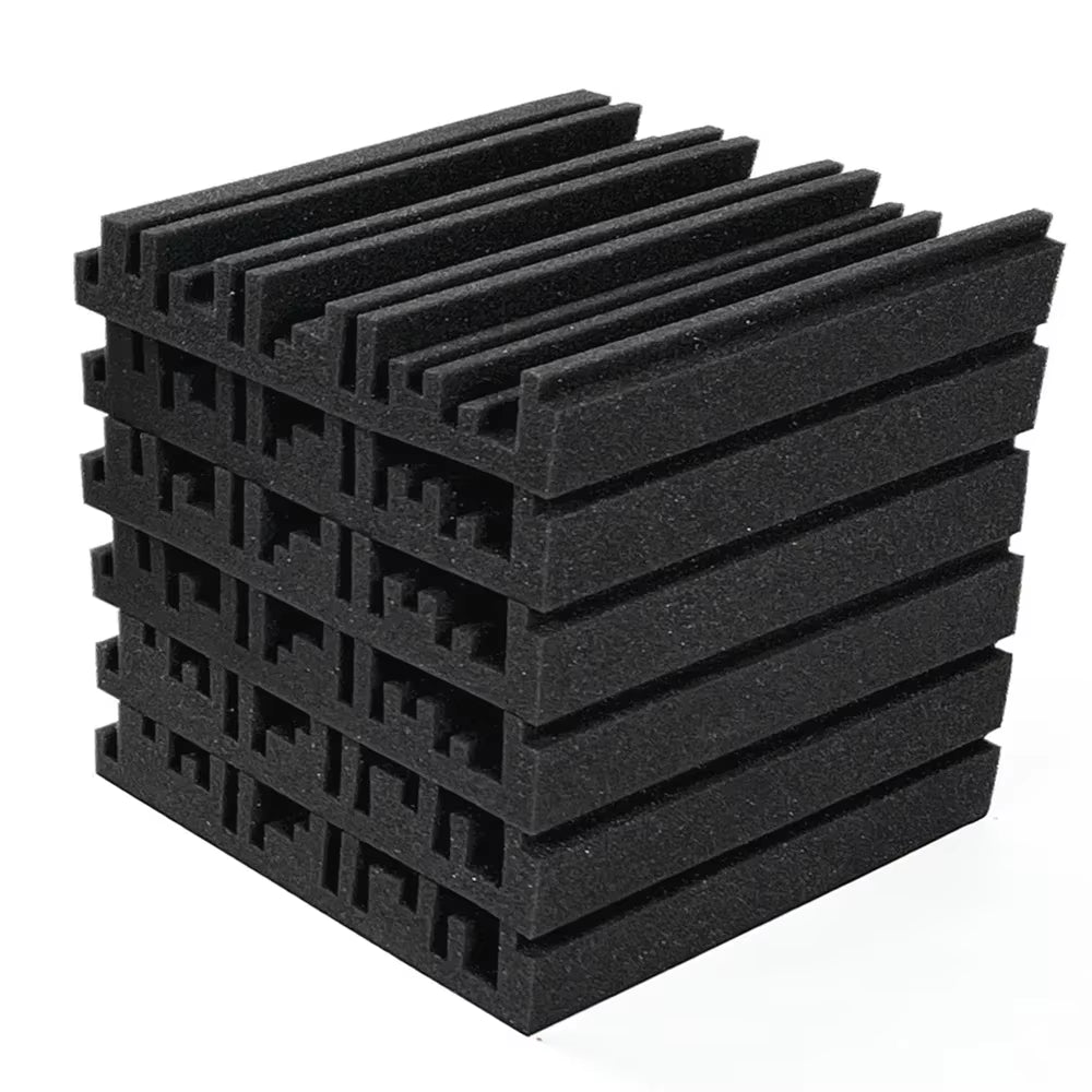12/24Pcs Studio Acoustic Foam Panels Soundproof Sponge Diffusers Drum Room Absorption Treatment Wall Sound Foam Pads with Tapes