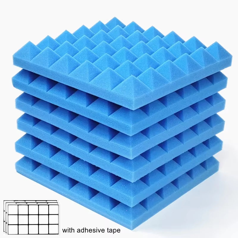 12/24Pcs 30X30X5Cm Studio Acoustic Foam Panels Sound Absorbing Treatment High Density Soundproof Wall Foam Sponge Pad with Tapes