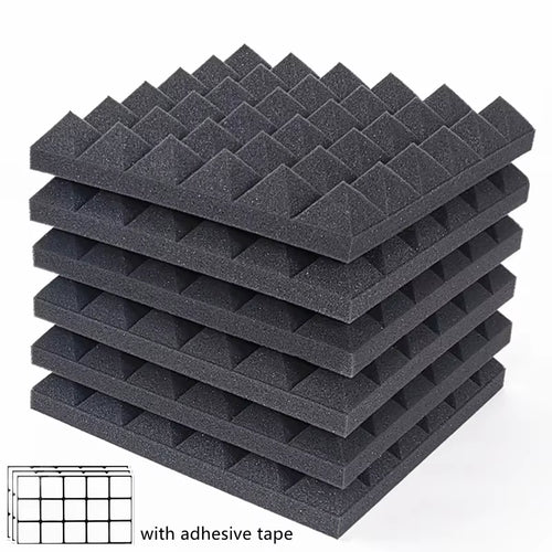 12/24Pcs 30X30X5Cm Studio Acoustic Foam Panels Sound Absorbing Treatment High Density Soundproof Wall Foam Sponge Pad with Tapes