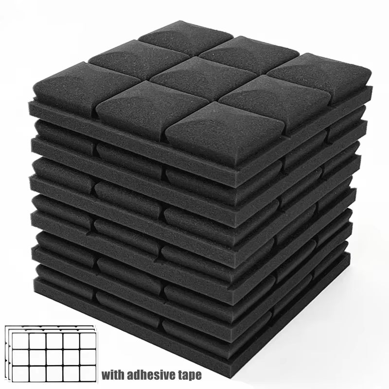 12/24Pcs Studio Acoustic Foam Panels Sound Absorption Sponge Room Silence Treat High Density Wall Soundproof Foam Pad with Tapes