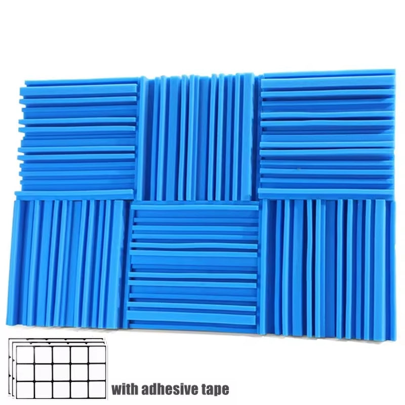 12/24Pcs Studio Acoustic Foam Panels Soundproof Sponge Diffusers Drum Room Absorption Treatment Wall Sound Foam Pads with Tapes