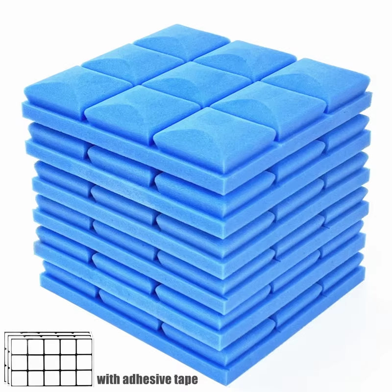 12/24Pcs Studio Acoustic Foam Panels Sound Absorption Sponge Room Silence Treat High Density Wall Soundproof Foam Pad with Tapes