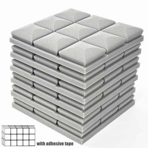 12/24Pcs Studio Acoustic Foam Panels Sound Absorption Sponge Room Silence Treat High Density Wall Soundproof Foam Pad with Tapes