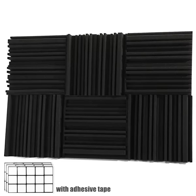 12/24Pcs Studio Acoustic Foam Panels Soundproof Sponge Diffusers Drum Room Absorption Treatment Wall Sound Foam Pads with Tapes