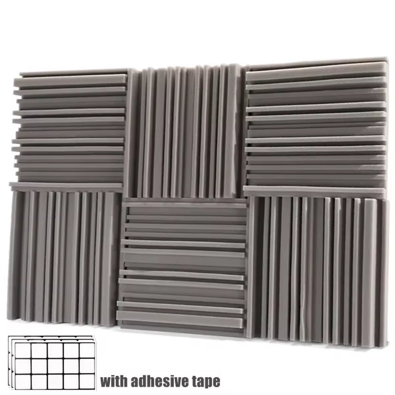 12/24Pcs Studio Acoustic Foam Panels Soundproof Sponge Diffusers Drum Room Absorption Treatment Wall Sound Foam Pads with Tapes
