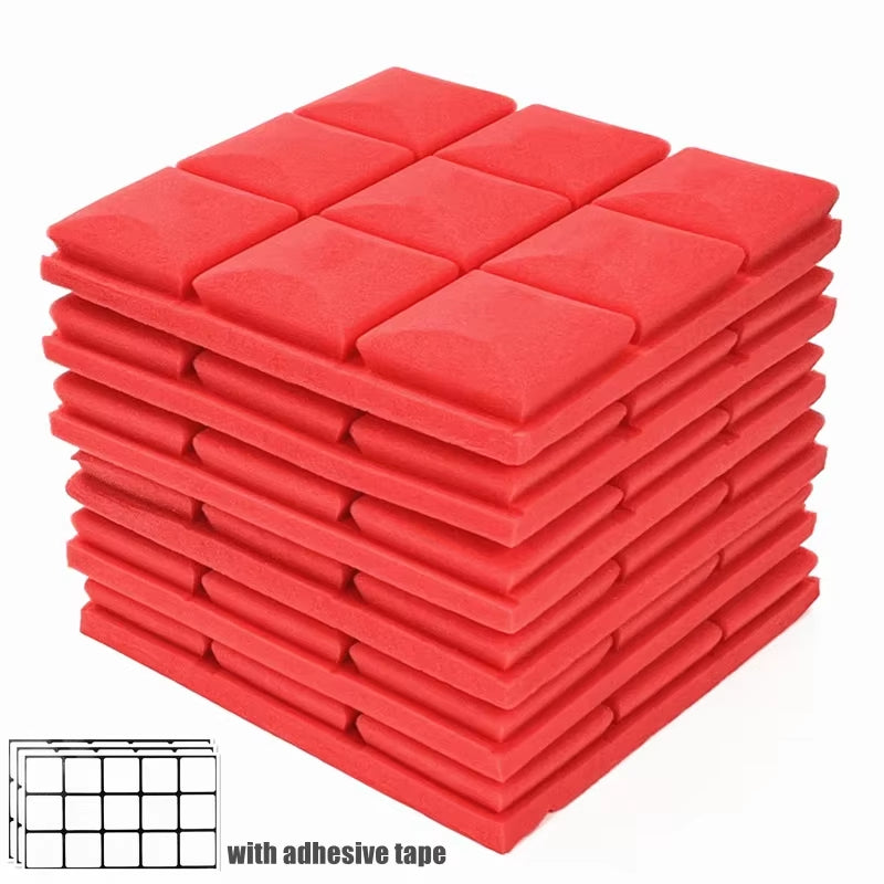 12/24Pcs Studio Acoustic Foam Panels Sound Absorption Sponge Room Silence Treat High Density Wall Soundproof Foam Pad with Tapes